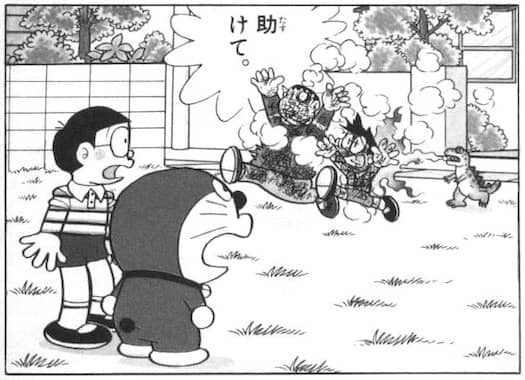 黒焦げになるジャイアンとスネ夫