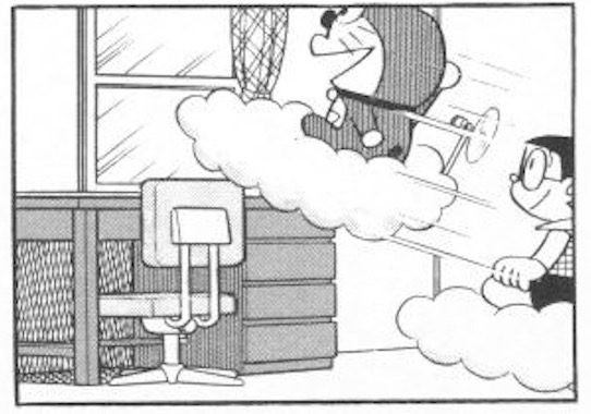 tedukurikumo79.jpg 雲で移動するドラえもん